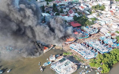 Vụ cháy lớn 11 tàu cá ở Bình Thuận: Thiệt hại mỗi chiếc tàu 3,7 tỷ đồng
