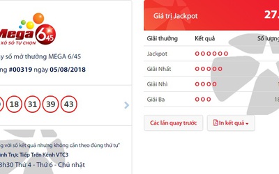 Kết quả Vietlott 5/8: Jackpot tích lũy 28 tỷ đồng