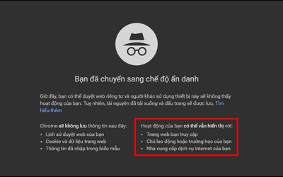 Dùng trình duyệt web ẩn danh của Chrome, cẩn thận sếp vẫn đọc được