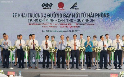 Thủ tướng cắt băng khai trương 3 đường bay mới từ Hải Phòng