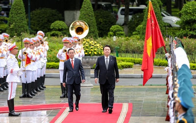 Chủ tịch nước Võ Văn Thưởng chủ trì lễ đón Tổng thống Hàn Quốc