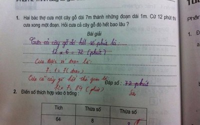 Bài toán cấp 1 "cưa khúc gỗ" học trò khăng khăng đúng, cô giáo gạch sai và kết quả đầy bất ngờ