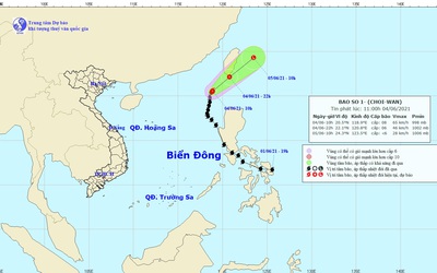 Bão số 1 Choi-wan giật cấp 10, gây mưa dông