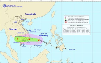 Bão số 14 suy yếu thành áp thấp nhiệt đới, đi vào Khánh Hòa