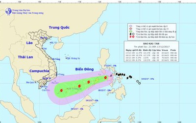 Bão Kai-tak tiến vào Biển Đông và tiếp tục mạnh thêm