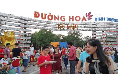 Đường hoa Bình Dương nhộn nhịp đón khách tham quan