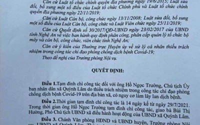 Chủ tịch xã ở Nghệ An cho F1 về thăm vợ con có thể bị xử lý ra sao?