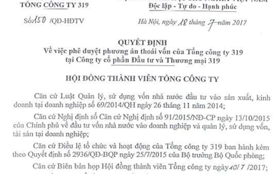 Tổng công ty 319 bắt đầu thoái vốn ở CTCP Đầu tư và thương mại 319