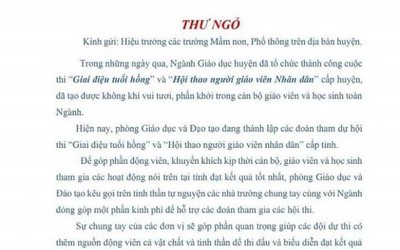 Phòng GD&ĐT ở Thanh Hóa trả lại tiền kêu gọi các trường ủng hộ hội thi