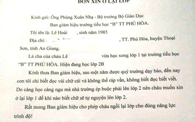 Thực hư chuyện bố viết đơn gửi Bộ trưởng Bộ GD-ĐT xin cho con ở lại lớp