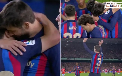 Pique khóc như mưa trong trận cuối khoác áo Barca