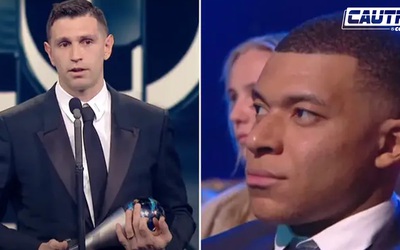 Mbappe khó chịu khi Emi Martinez lên nhận giải