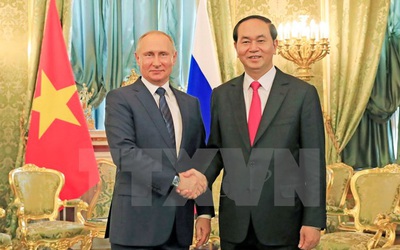 Chủ tịch nước Trần Đại Quang gặp song phương Tổng thống Nga Putin