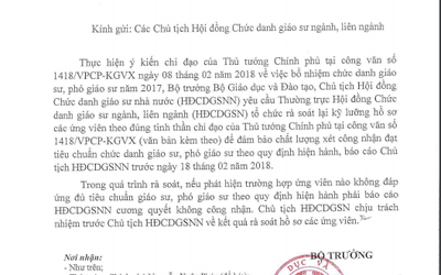 Bộ trưởng Phùng Xuân Nhạ chỉ đạo rà soát hồ sơ ứng viên GS, PGS năm 2017