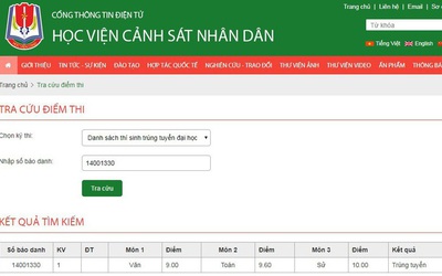 Thí sinh Sơn La đỗ thủ khoa học viện Cảnh sát Nhân dân