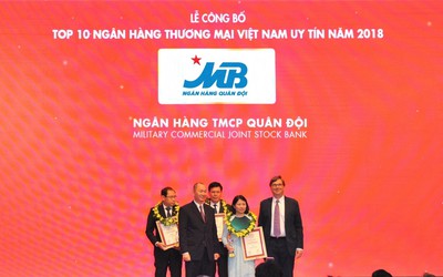 MB thăng hạng trong TOP 10 ngân hàng thương mại Việt Nam uy tín năm 2018