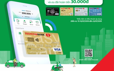 Moca trên ứng dụng Grab áp dụng chương trình khuyến mại đặc biệt dành riêng cho chủ thẻ Techcombank