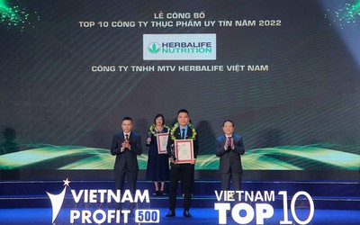 Herbalife Việt Nam được vinh danh Top 10 công ty Thực phẩm uy tín lần thứ 2 liên tiếp