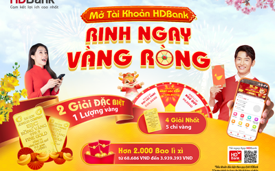 Bất ngờ trúng 1 lượng vàng SJC khi mở tài khoản HDBank