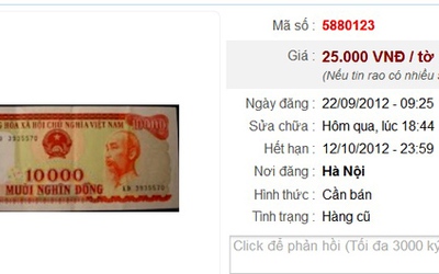 "Cơn sốt" tiền giấy 10.000 đồng, 20.000 đồng "bùng phát"