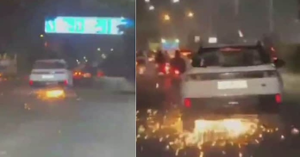 Gây tai nạn bỏ chạy, tài xế ô tô kéo lê xe máy tóe lửa trên đường