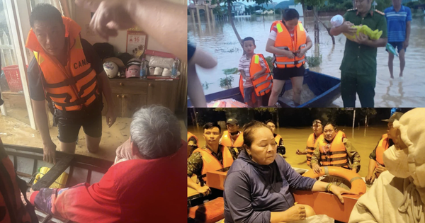 Liều mình giữa dòng nước xiết, người chỉ huy giữ an toàn cho dân